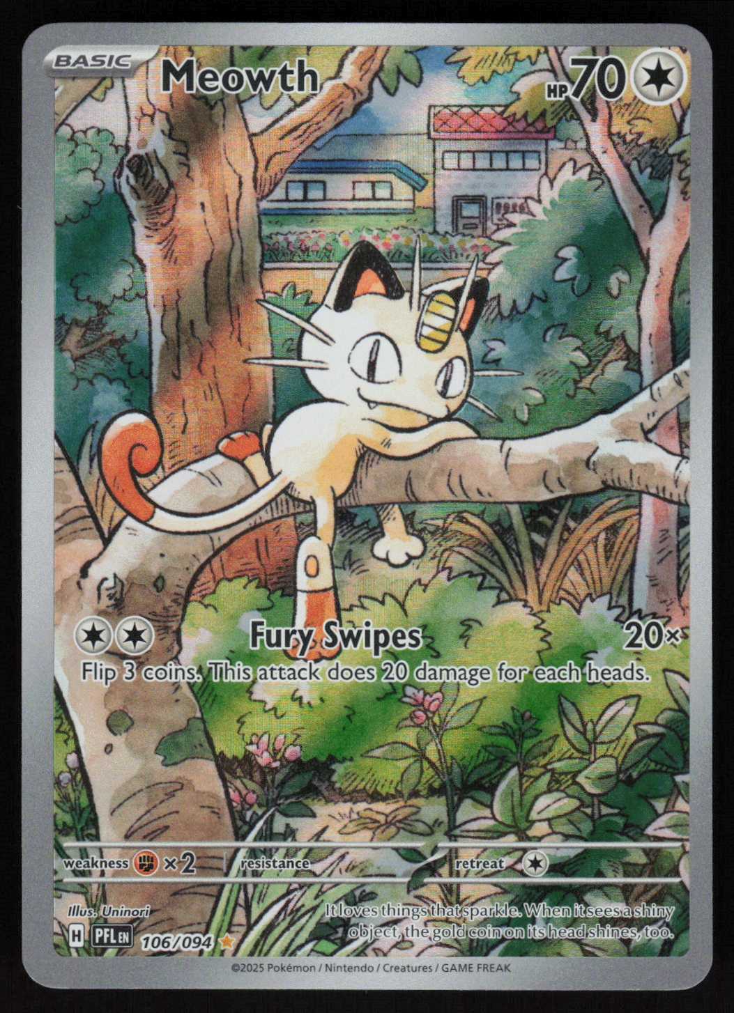 Meowth Illustration Rare ME02: Phantasmal Flames 106/094 NM