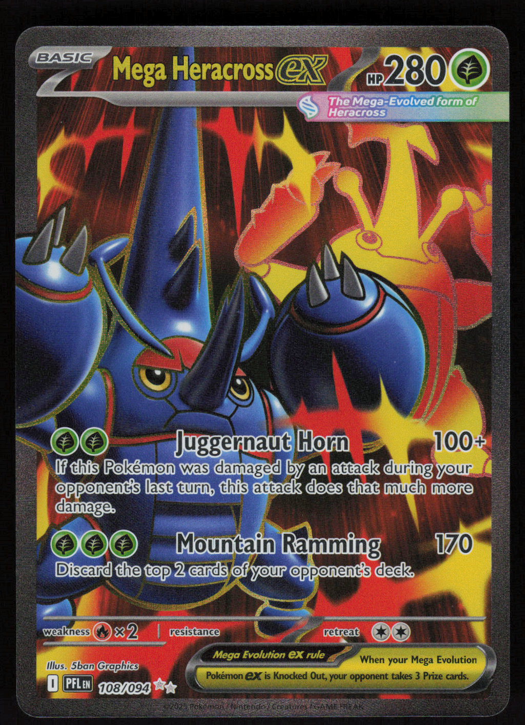 Mega Heracross ex - Ultra Rare ME02: Phantasmal Flames 108/094 NM