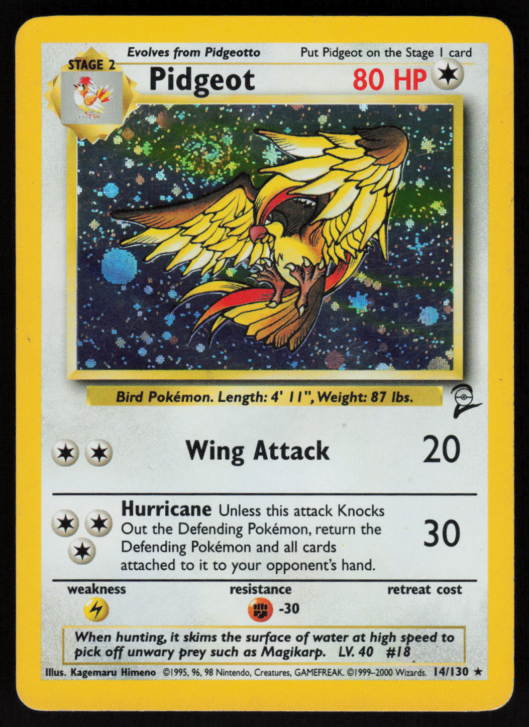 Pidgeot Holo Rare Base Set 2 014/130 LP