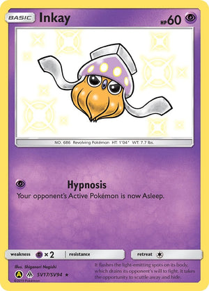Inkay Shiny Holo Rare Hidden Fates: Shiny Vault SV17/SV94