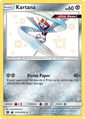 Kartana Shiny Holo Rare Hidden Fates: Shiny Vault SV33/SV94