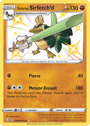 Galarian Sirfetch'd Shiny Holo Rare Shining Fates: Shiny Vault SV064/SV122