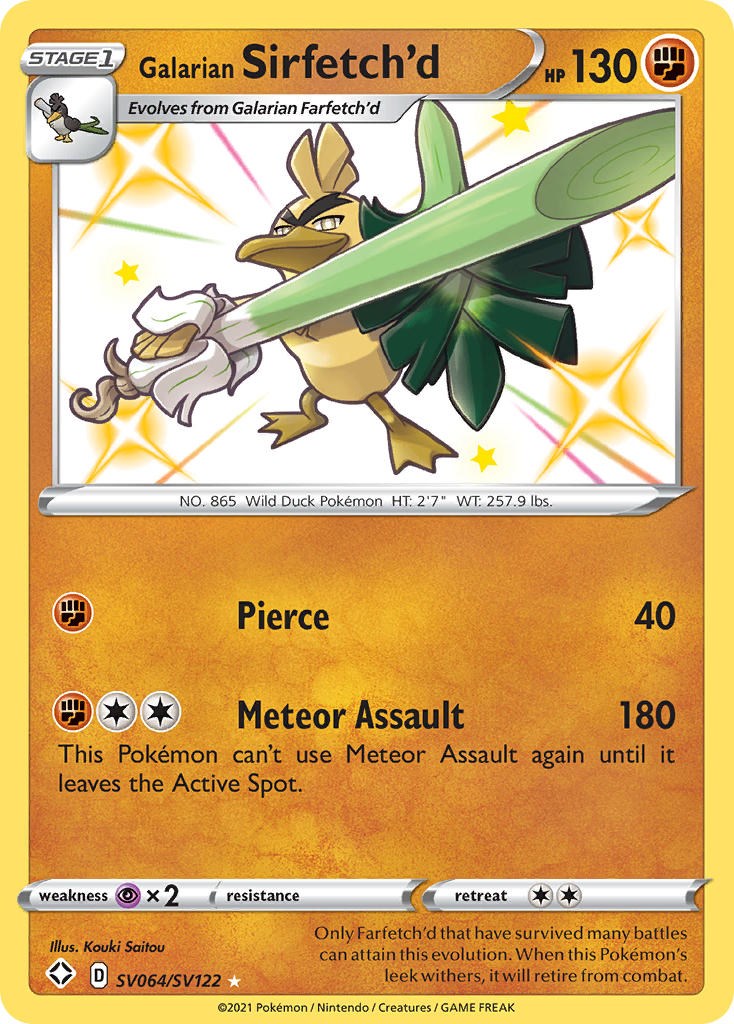 Galarian Sirfetch'd Shiny Holo Rare Shining Fates: Shiny Vault SV064/SV122