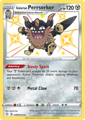 Galarian Perrserker Shiny Holo Rare Shining Fates: Shiny Vault SV087/SV122