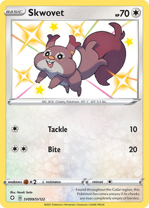 Skwovet Shiny Holo Rare Shining Fates: Shiny Vault SV099/SV122