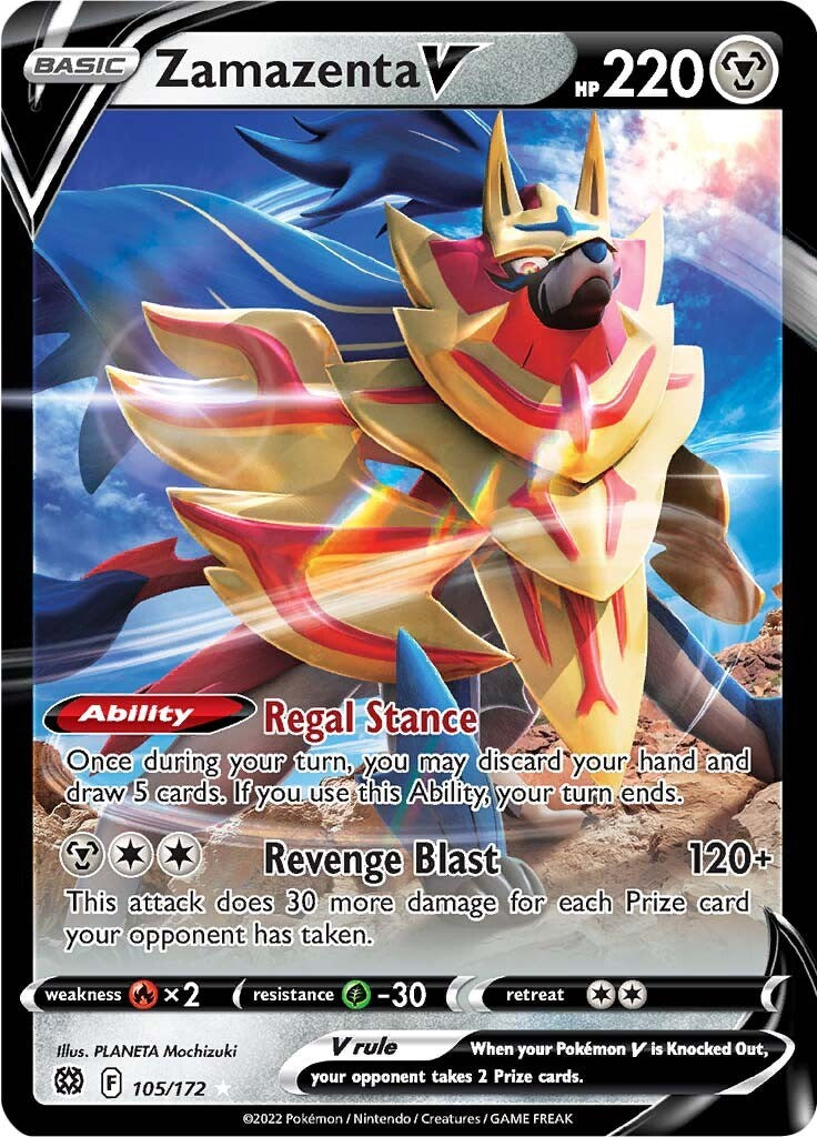 Zamazenta V Ultra Rare SWSH09: Brilliant Stars 105/172