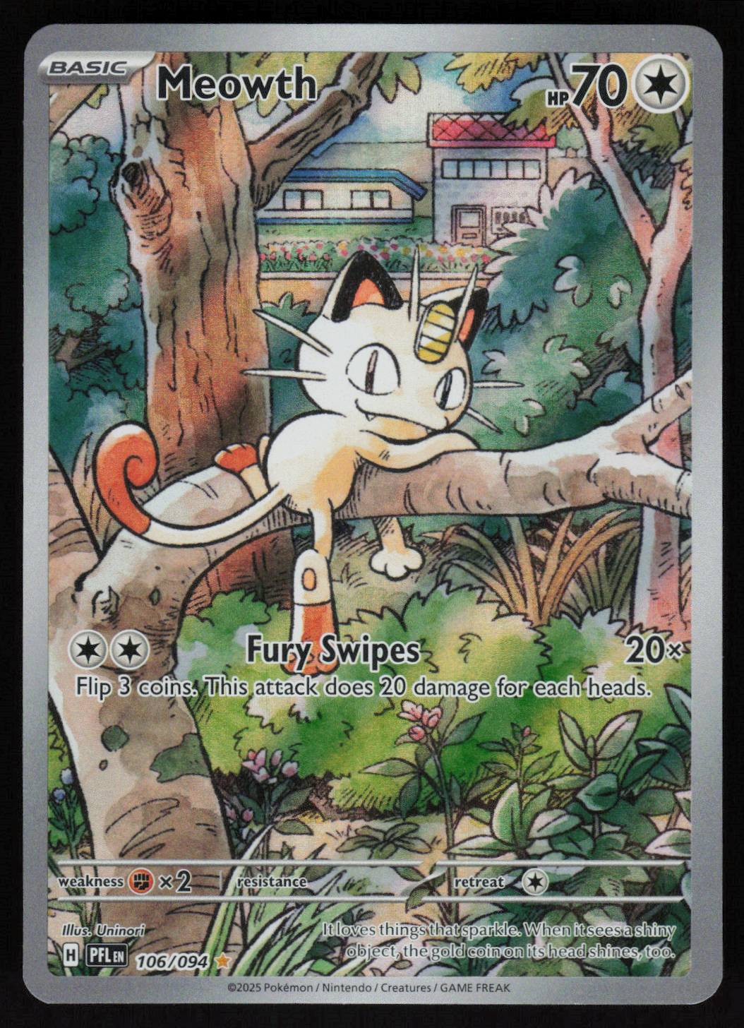 Meowth Illustration Rare ME02: Phantasmal Flames 106/094 NM