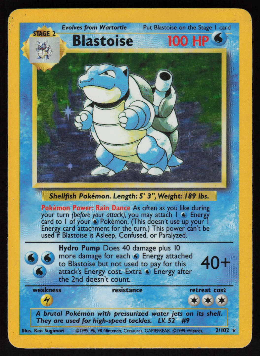 Blastoise Holo Rare Base Set 002/102 MP