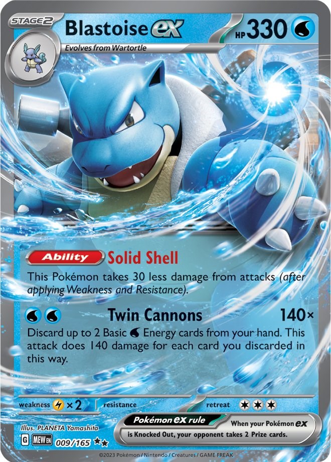 Blastoise ex - 009/165Double RareSV: Scarlet & Violet 151009/165