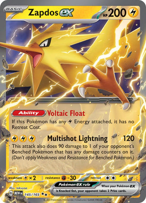Zapdos ex - 145/165 Double Rare SV: Scarlet & Violet 151 145/165