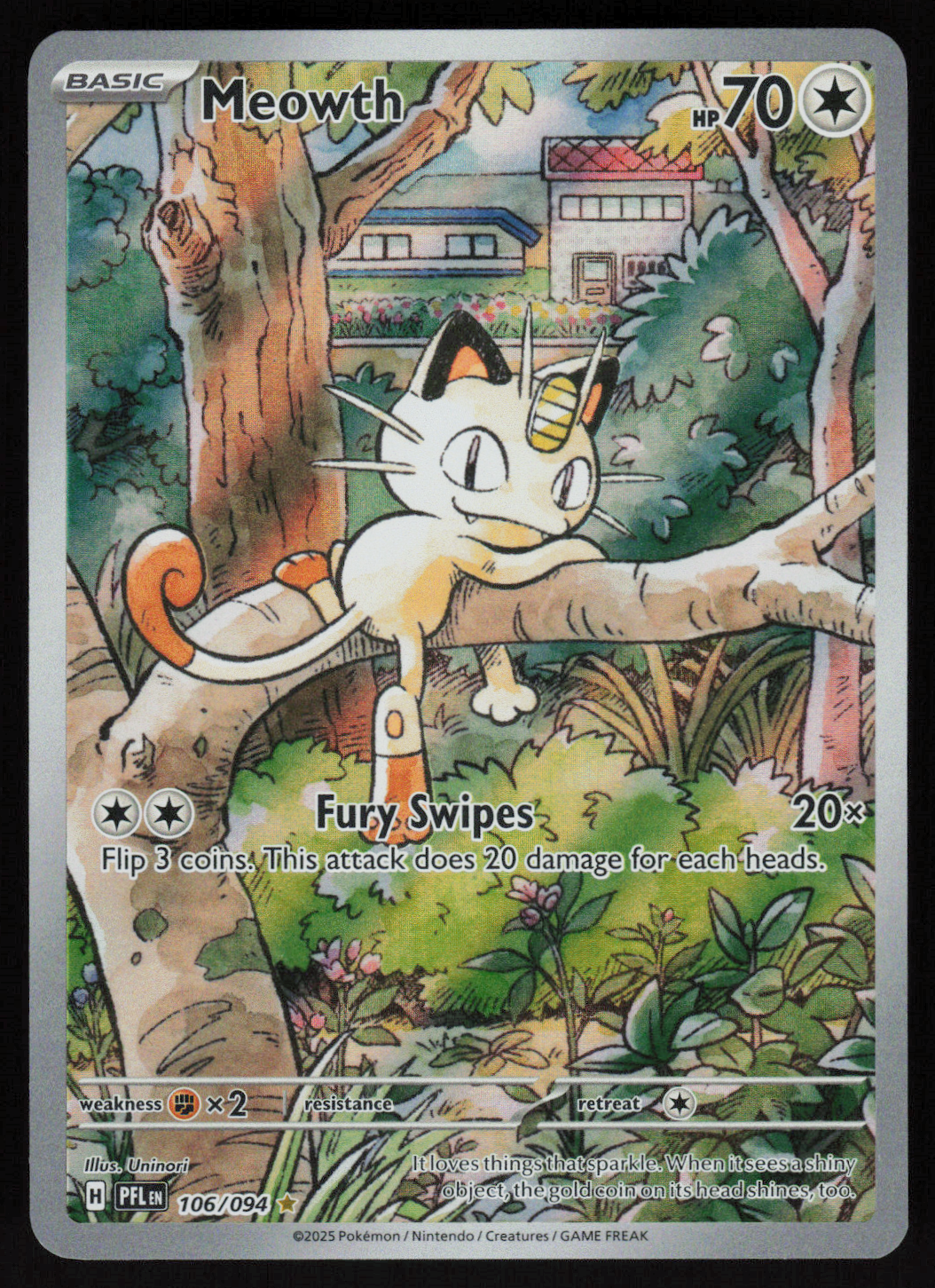 Meowth Illustration Rare ME02: Phantasmal Flames 106/094 NM