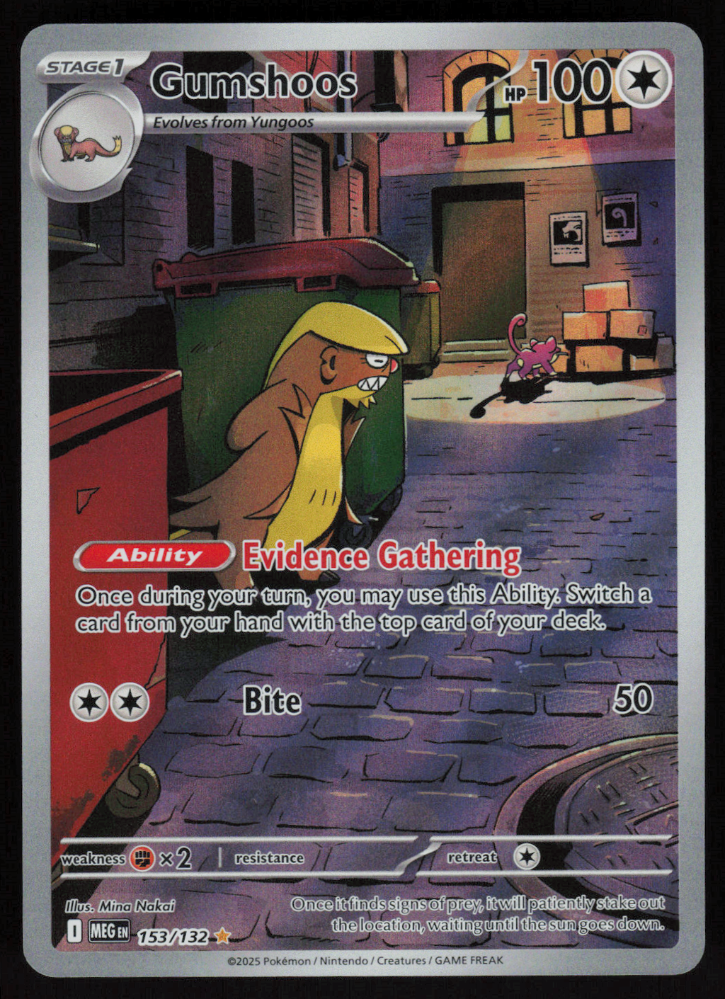 Gumshoos Illustration Rare ME01: Mega Evolution 153/132 NM