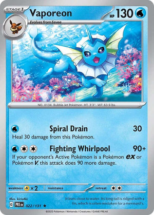 Vaporeon Rare SV: Prismatic Evolutions 022/131