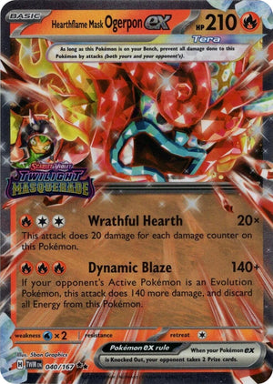 Hearthflame Mask Ogerpon ex (Twilight Masquerade Stamp) Double Rare Miscellaneous Cards & Products 040/167
