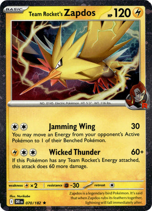 Team Rocket's Zapdos - 070/182 (Cosmos Holo) Promo Miscellaneous Cards & Products 070/182