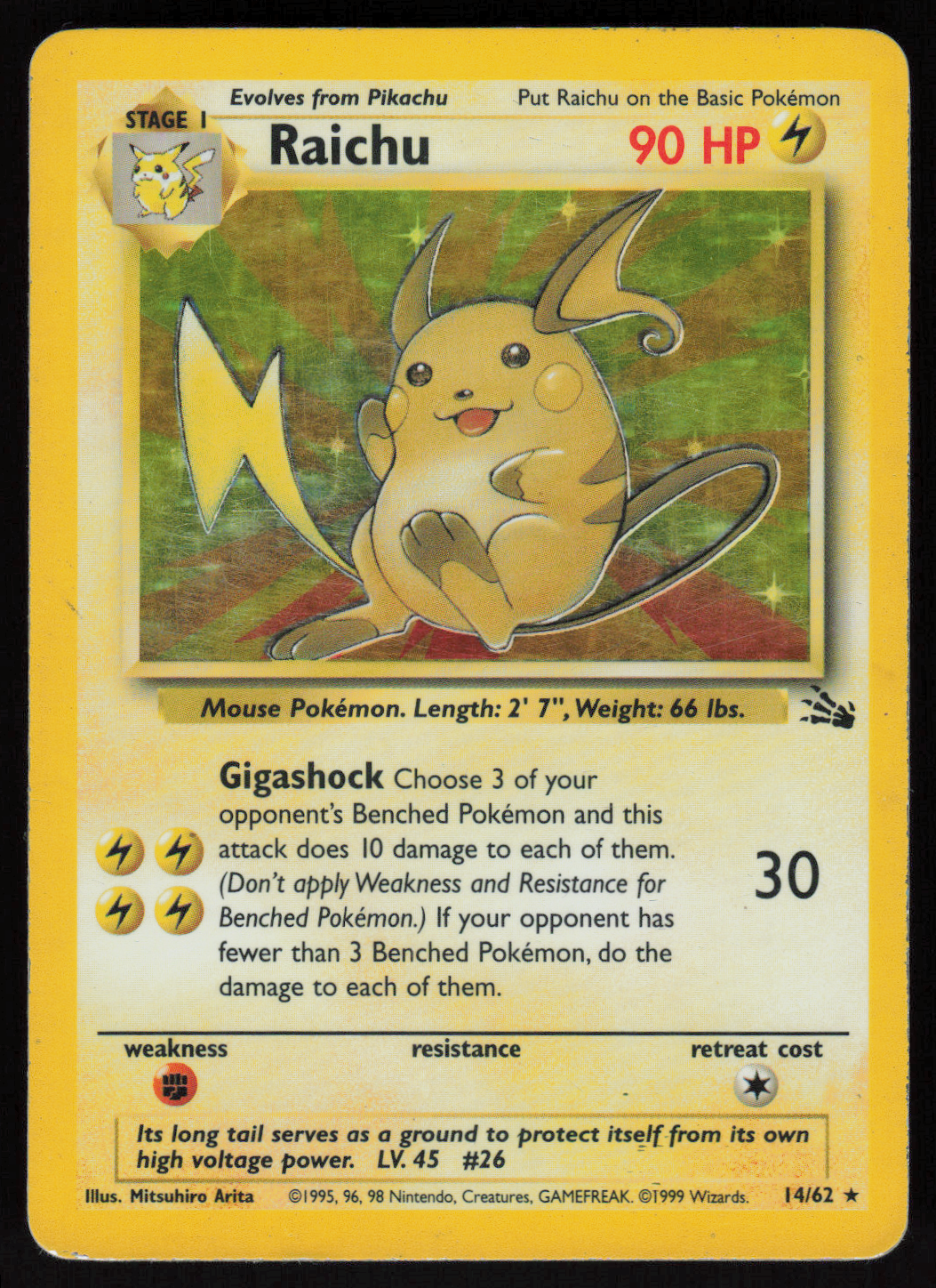 Raichu (14) Holo Rare Fossil 14/62 MP
