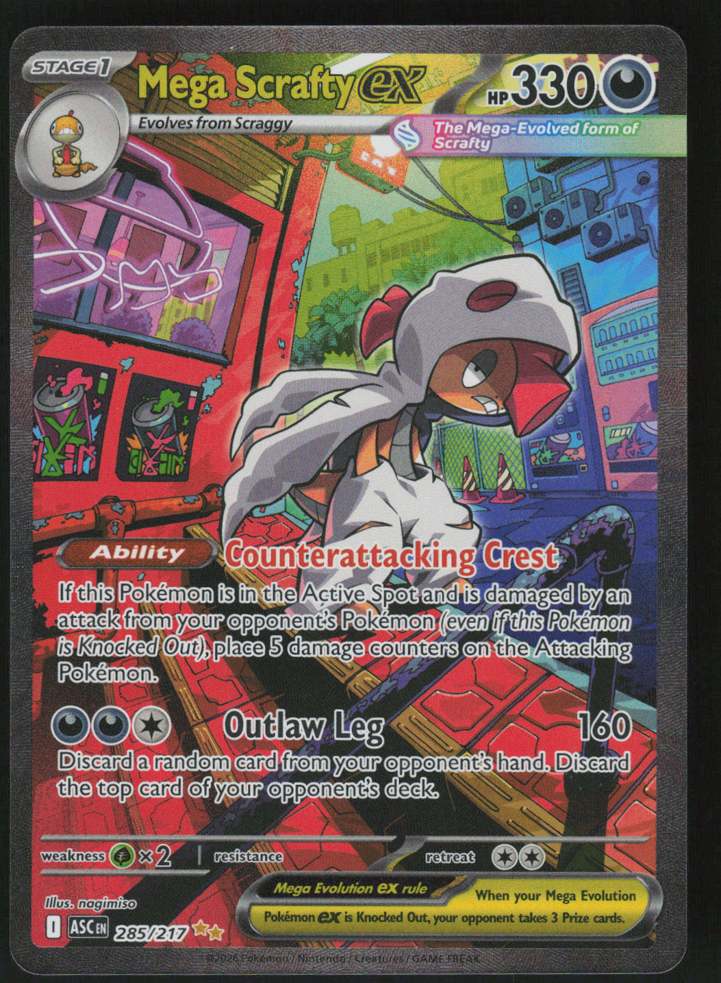 Mega Scrafty ex Special Illustration Rare ME: Ascended Heroes 285/217 NM