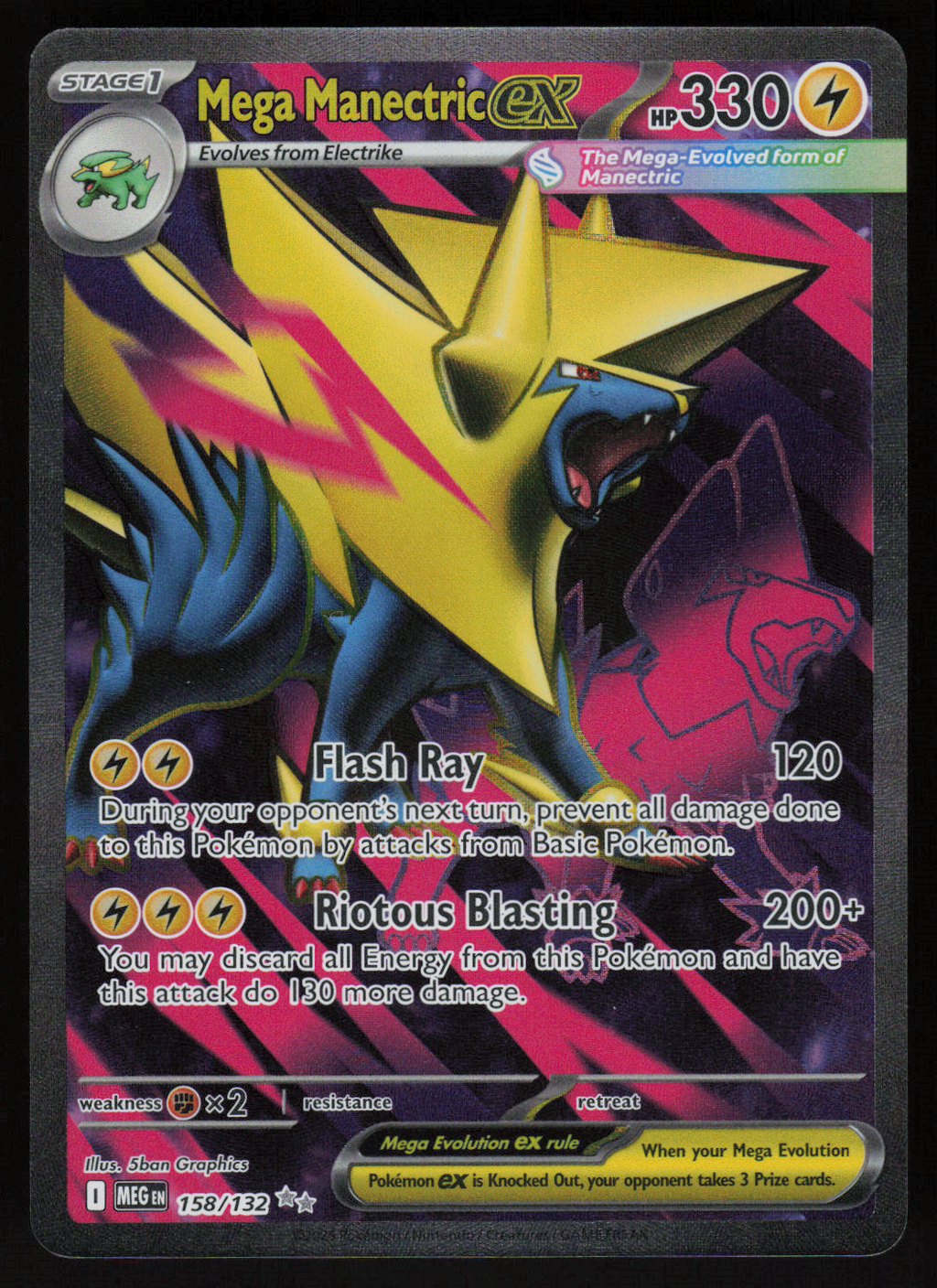 Mega Manectric ex Ultra Rare ME01: Mega Evolution 158/132 NM