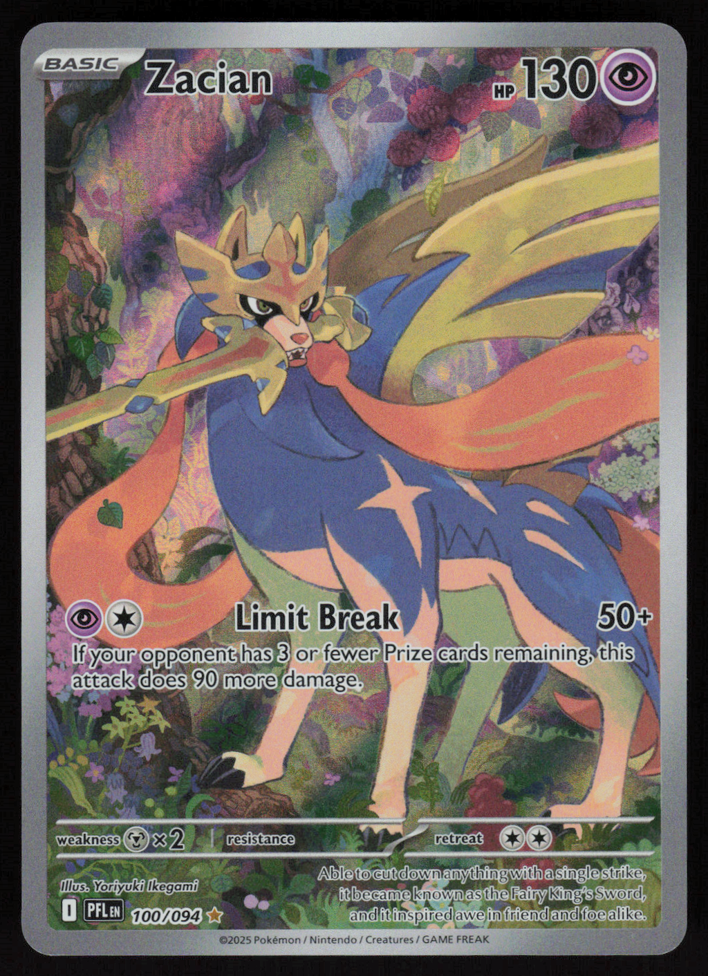Zacian Illustration Rare ME02: Phantasmal Flames 100/094 NM