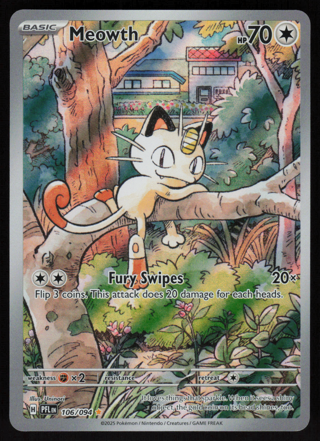Meowth Illustration Rare ME02: Phantasmal Flames 106/094 NM
