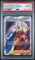 2022 POKEMON SWORD & SHIELD SILVER TEMPEST #TG28 FULL ART/SORDWARD & SHIELBERT PSA 10