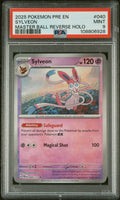 2025 POKEMON PRE EN-PRISMATIC EVOLUTIONS | MASTER BALL REVERSE HOLO #040 SYLVEON PSA 9