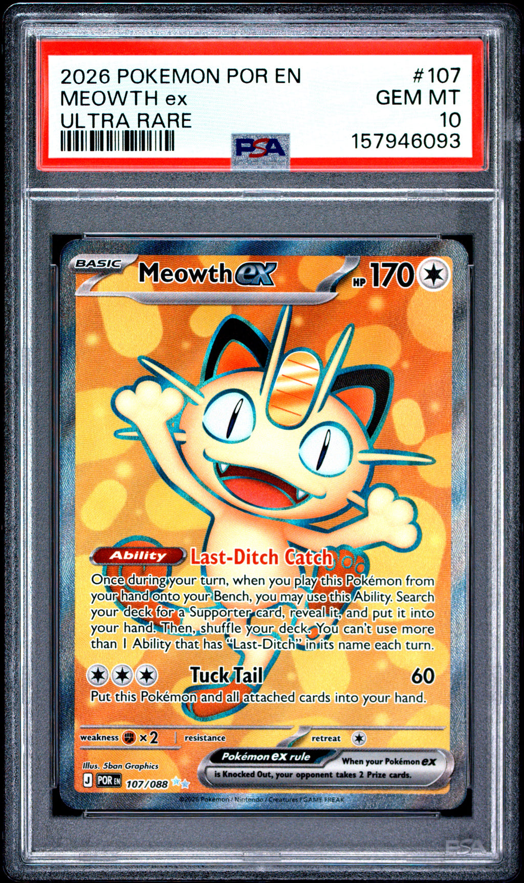 2026 POKEMON POR EN-PERFECT ORDER | ULTRA RARE #107 MEOWTH EX PSA 10