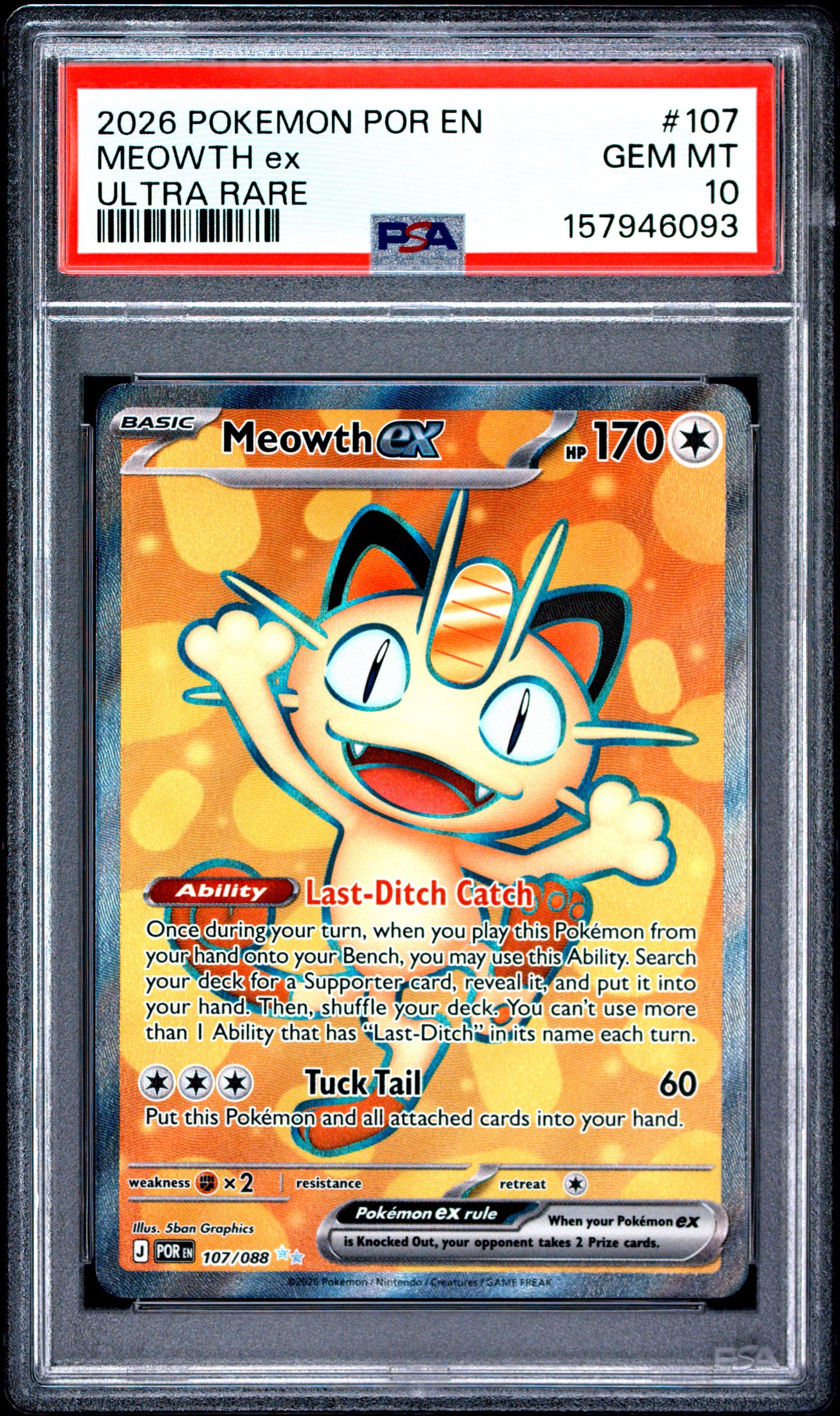 2026 POKEMON POR EN-PERFECT ORDER | ULTRA RARE #107 MEOWTH EX PSA 10