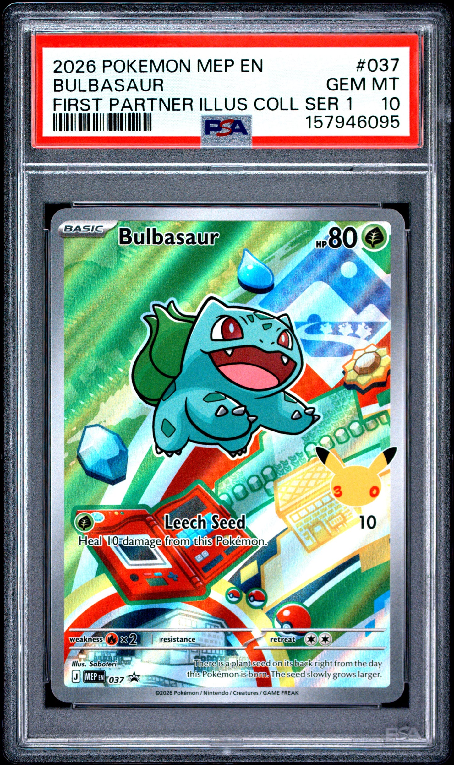 2026 POKEMON MEP EN-ME BLACK STAR PROMO | FIRST PARTNER ILLUSTRATION COLLECTION SERIES 1 #037 BULBASAUR PSA 10