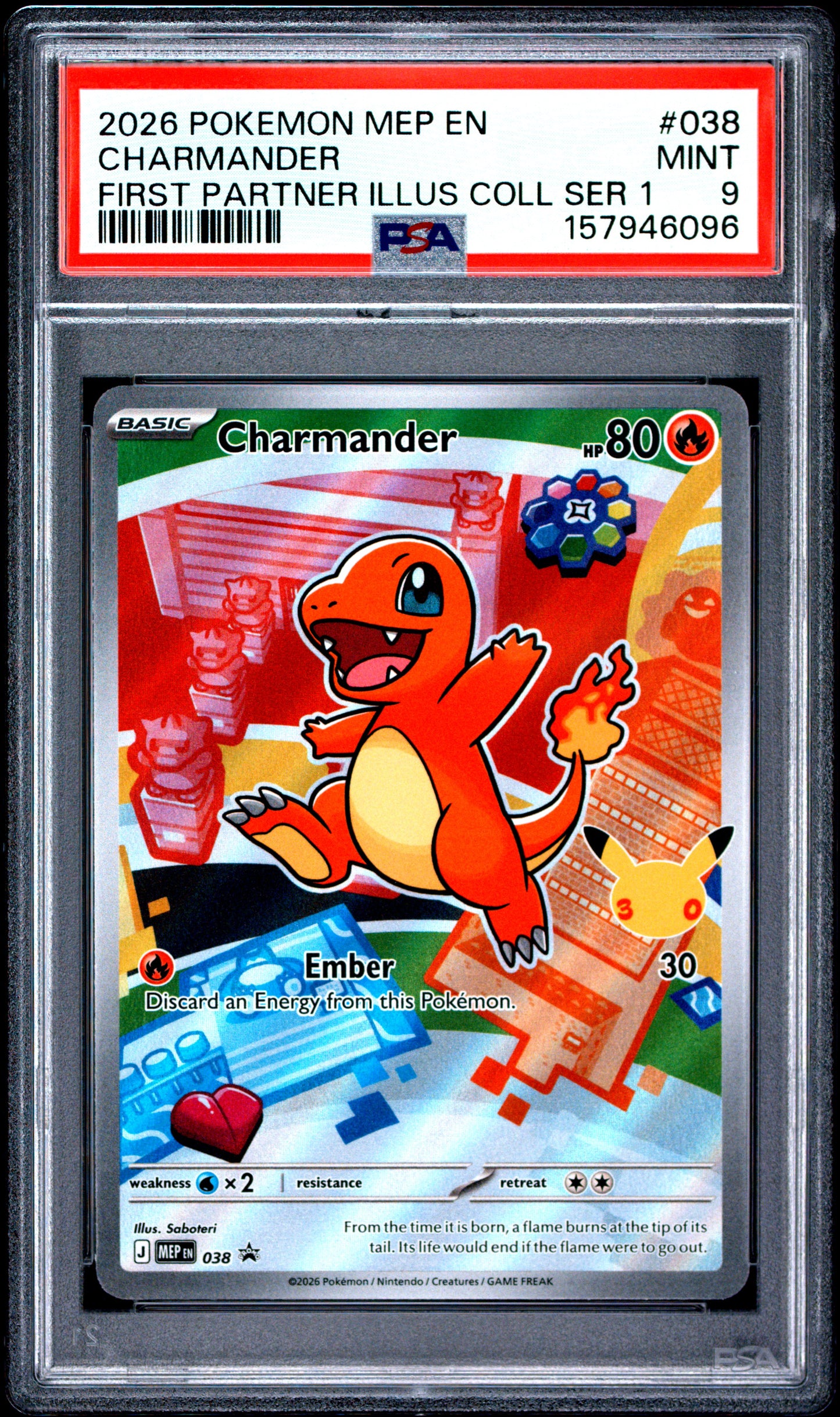 2026 POKEMON MEP EN-ME BLACK STAR PROMO | FIRST PARTNER ILLUSTRATION COLLECTION SERIES 1 #038 CHARMANDER PSA 9