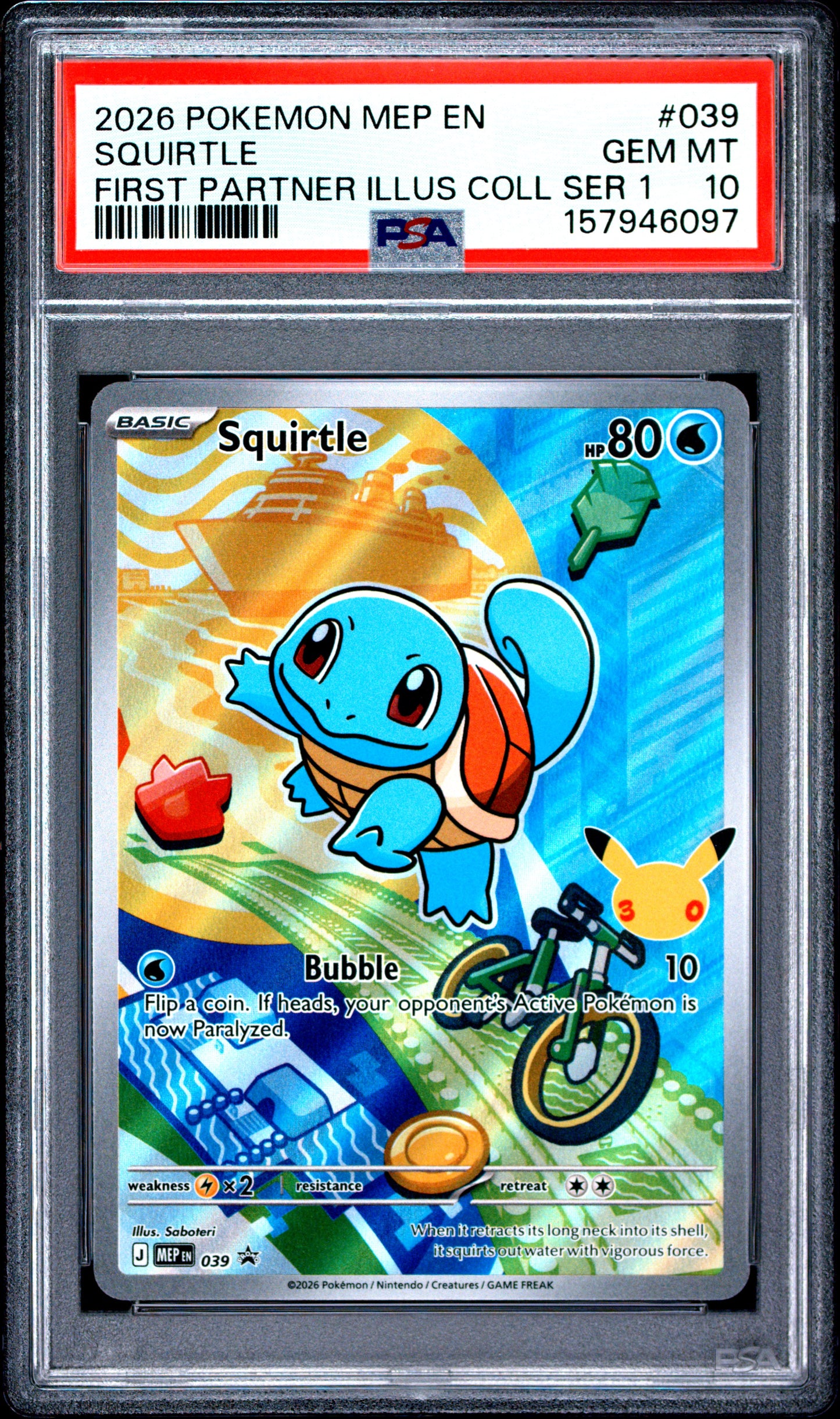 2026 POKEMON MEP EN-ME BLACK STAR PROMO | FIRST PARTNER ILLUSTRATION COLLECTION SERIES 1 #039 SQUIRTLE PSA 10