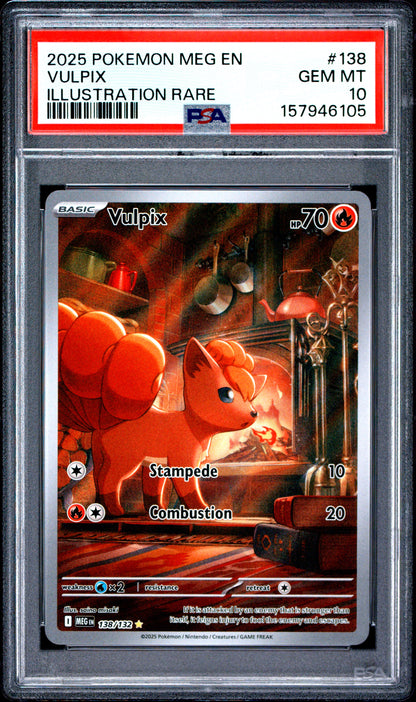 2025 POKEMON MEG EN-MEGA EVOLUTION | ILLUSTRATION RARE #138 VULPIX PSA 10
