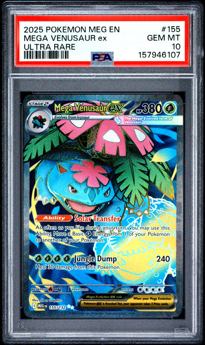 2025 POKEMON MEG EN-MEGA EVOLUTION | ULTRA RARE #155 MEGA VENUSAUR EX PSA 10