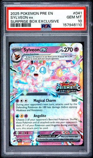 2025 POKEMON PRE EN-PRISMATIC EVOLUTIONS | SURPRISE BOX EXCLUSIVE #041 SYLVEON EX PSA 10