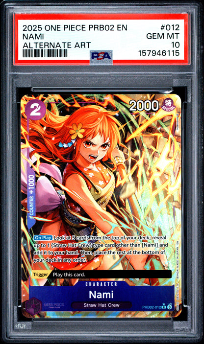 2025 ONE PIECE PRB02-PREMIUM BOOSTER -ONE PIECE CARD THE BEST- VOL.2 | ALTERNATE ART #012 NAMI PSA 10