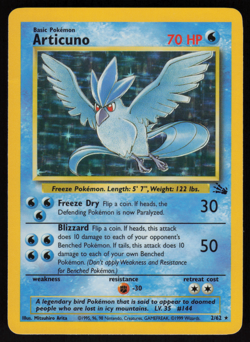 Articuno (2) Holo Rare Fossil 02/62 LP