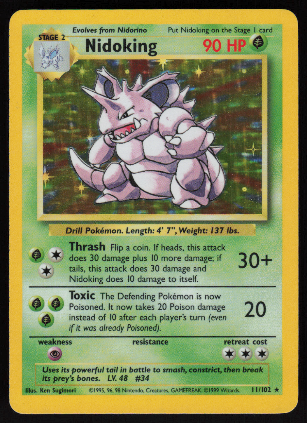 Nidoking Holo Rare Base Set 011/102 LP