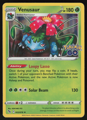 Venusaur Holo Rare Pokemon GO 003/078 NM