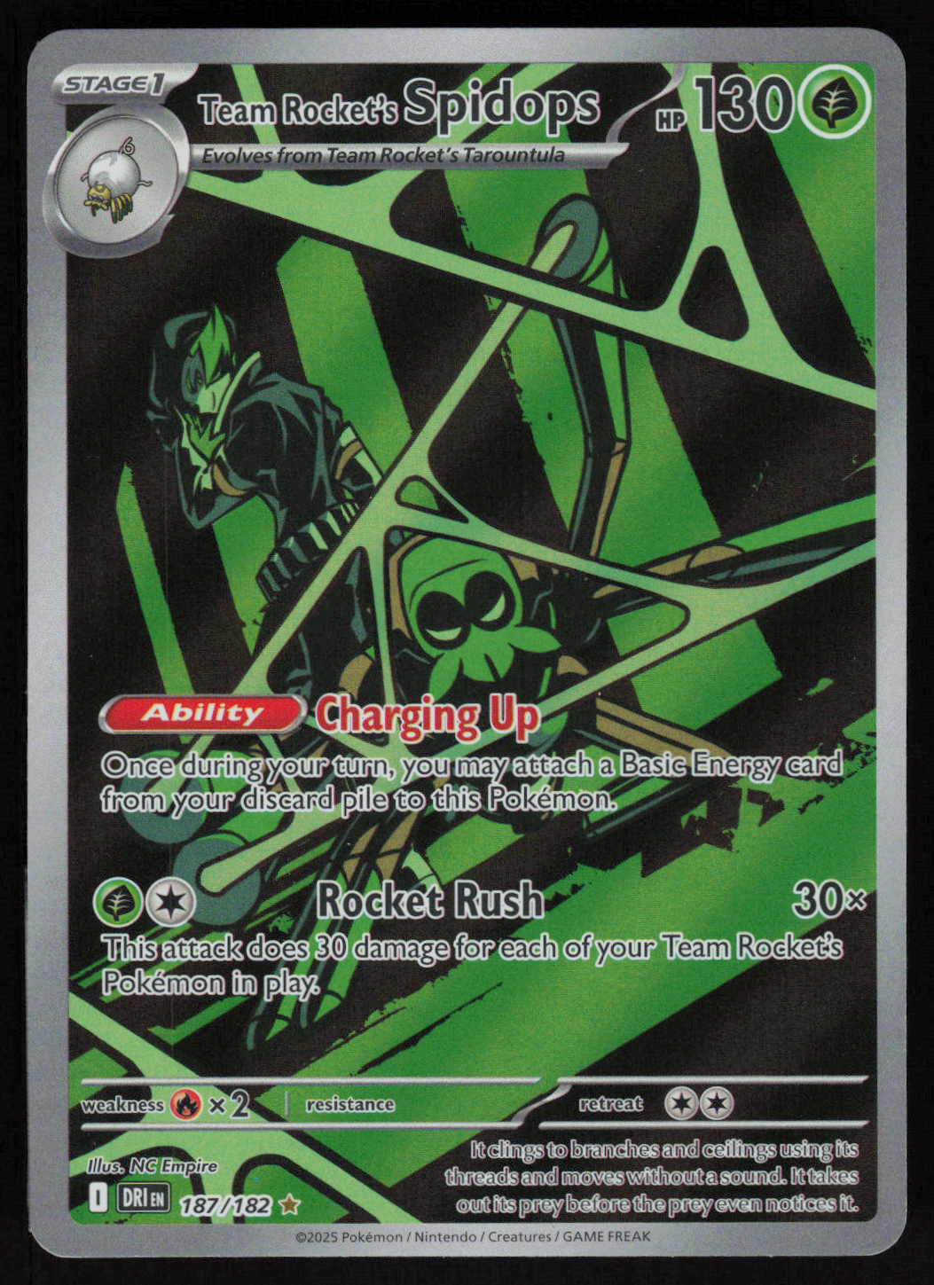 Team Rocket's Spidops Illustration Rare SV10: Destined Rivals 187/182 NM