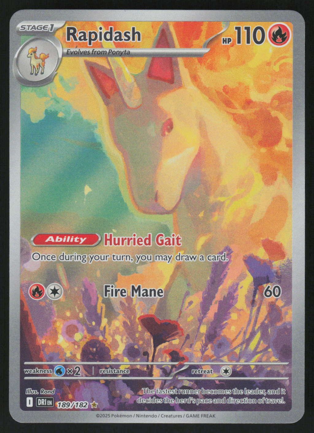 Rapidash - Illustration Rare SV10: Destined Rivals 189/182 NM