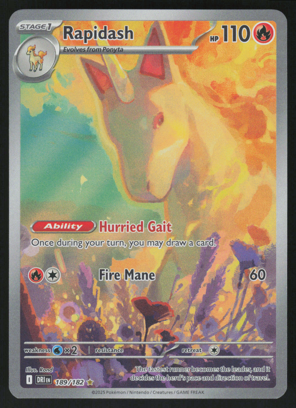 Rapidash - Illustration Rare SV10: Destined Rivals 189/182 NM