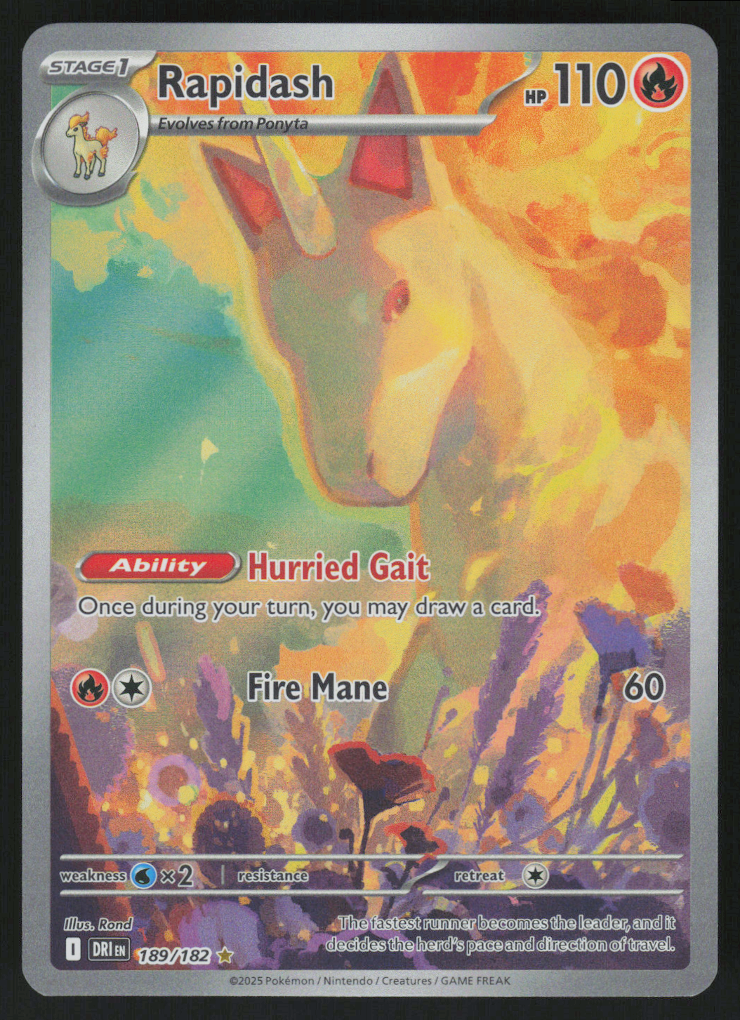 Rapidash - Illustration Rare SV10: Destined Rivals 189/182 NM
