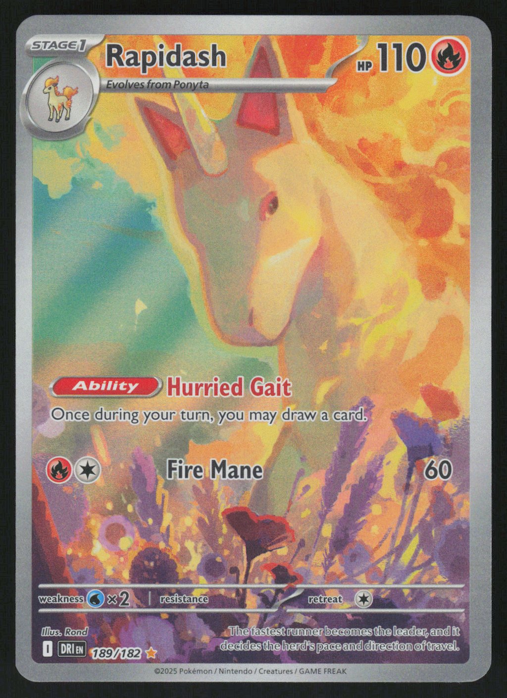 Rapidash - Illustration Rare SV10: Destined Rivals 189/182 NM