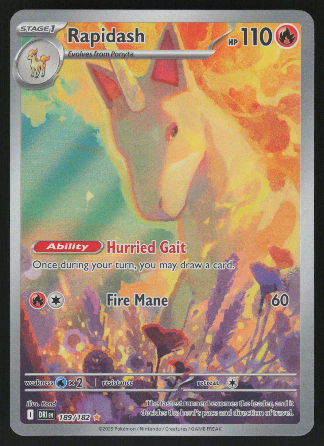 Rapidash - Illustration Rare SV10: Destined Rivals 189/182 NM