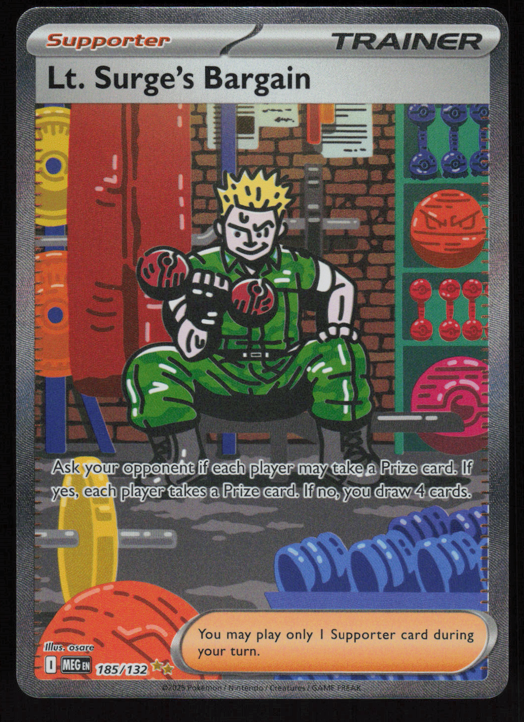 Lt. Surge's Bargain Special Illustration Rare ME01: Mega Evolution 185/132 NM