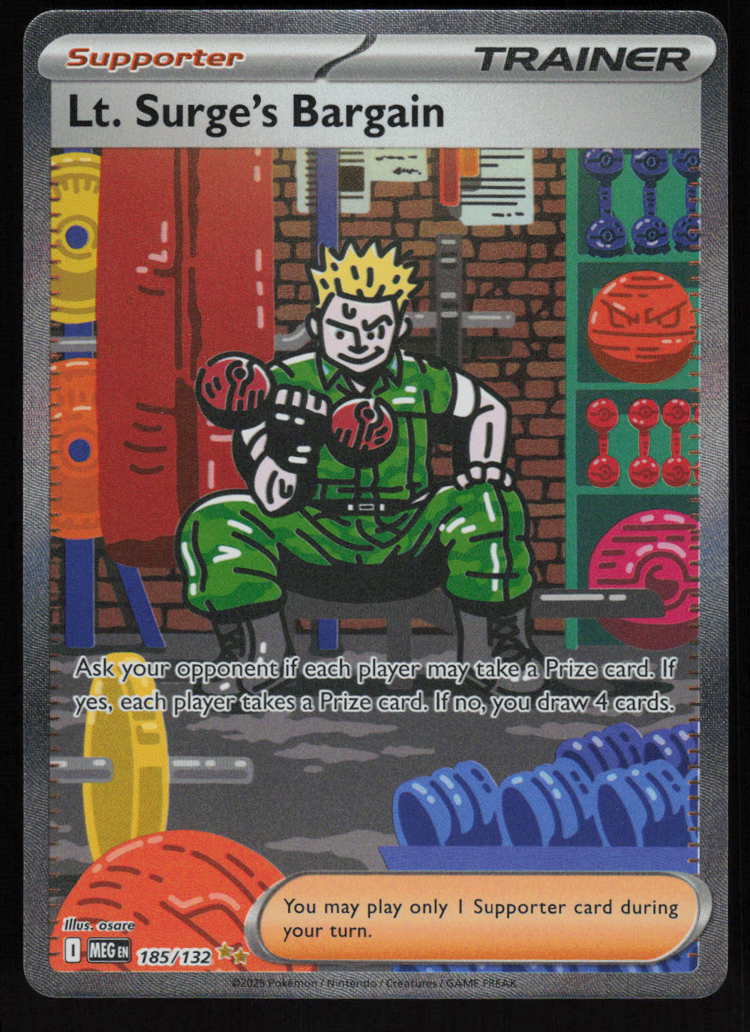 Lt. Surge's Bargain Special Illustration Rare ME01: Mega Evolution 185/132 NM