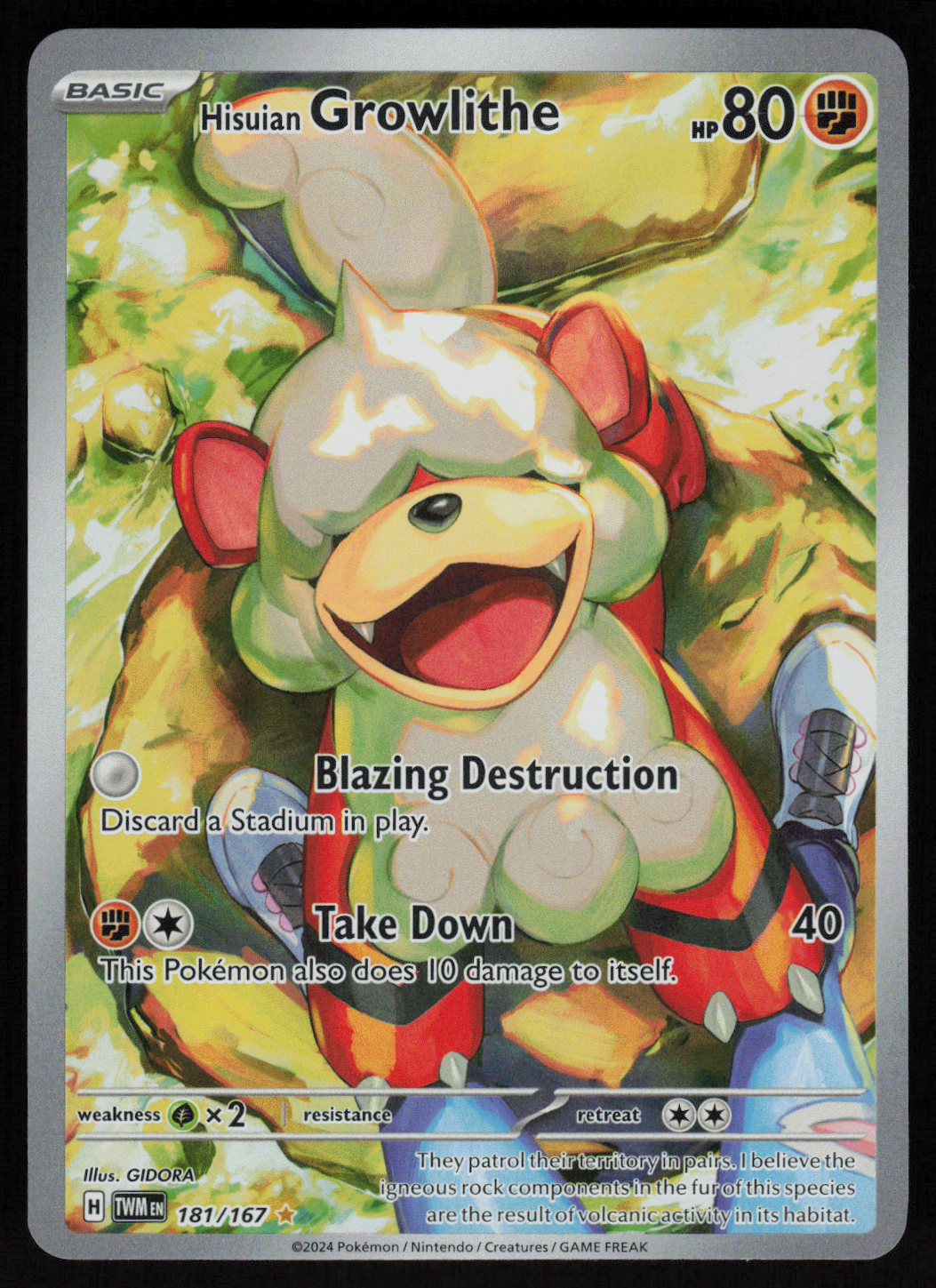 Hisuian Growlithe Illustration Rare SV06: Twilight Masquerade 181/167 NM