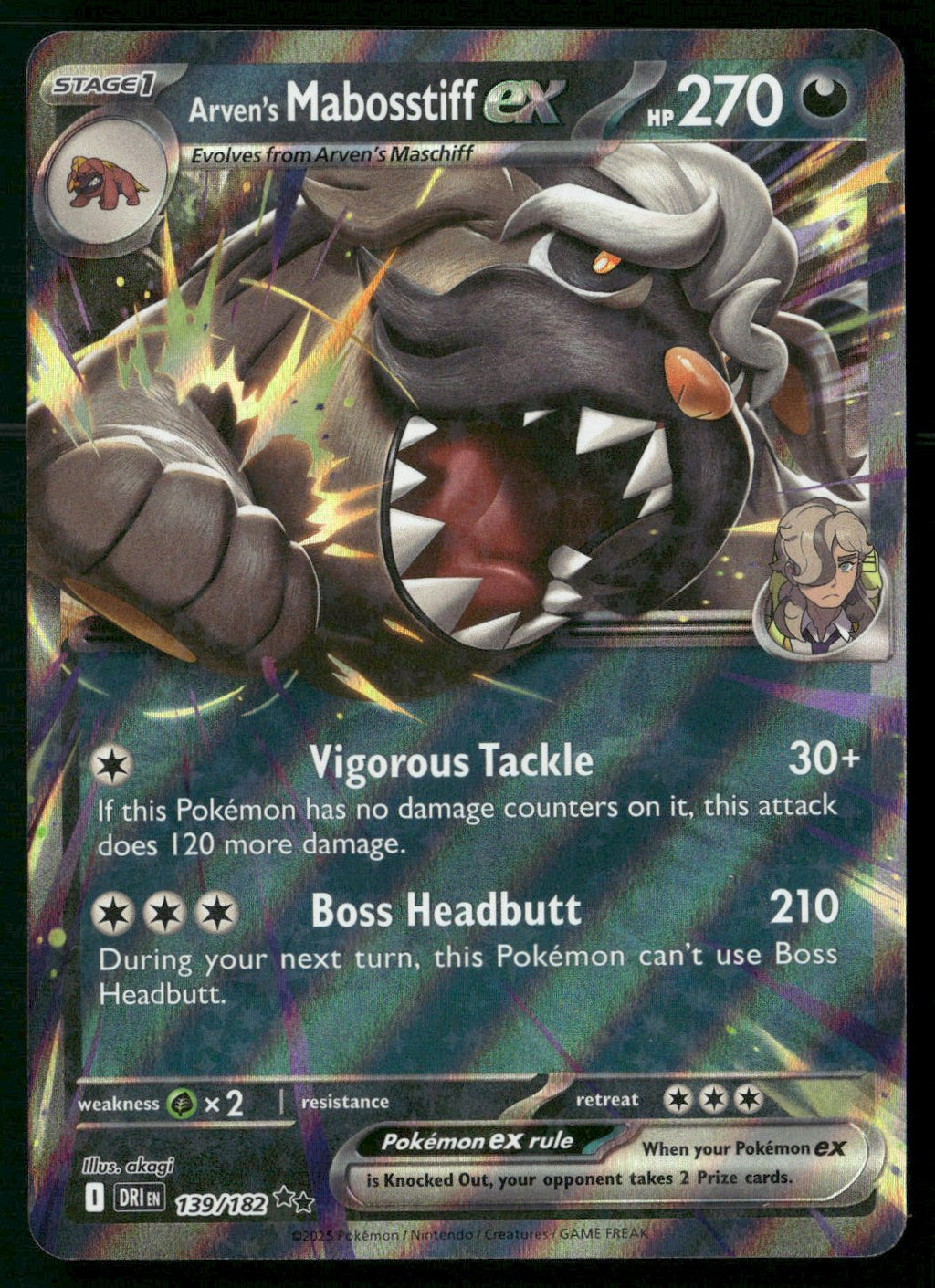 Arven's Mabosstiff ex - 139/182 Double Rare SV10: Destined Rivals 139/182