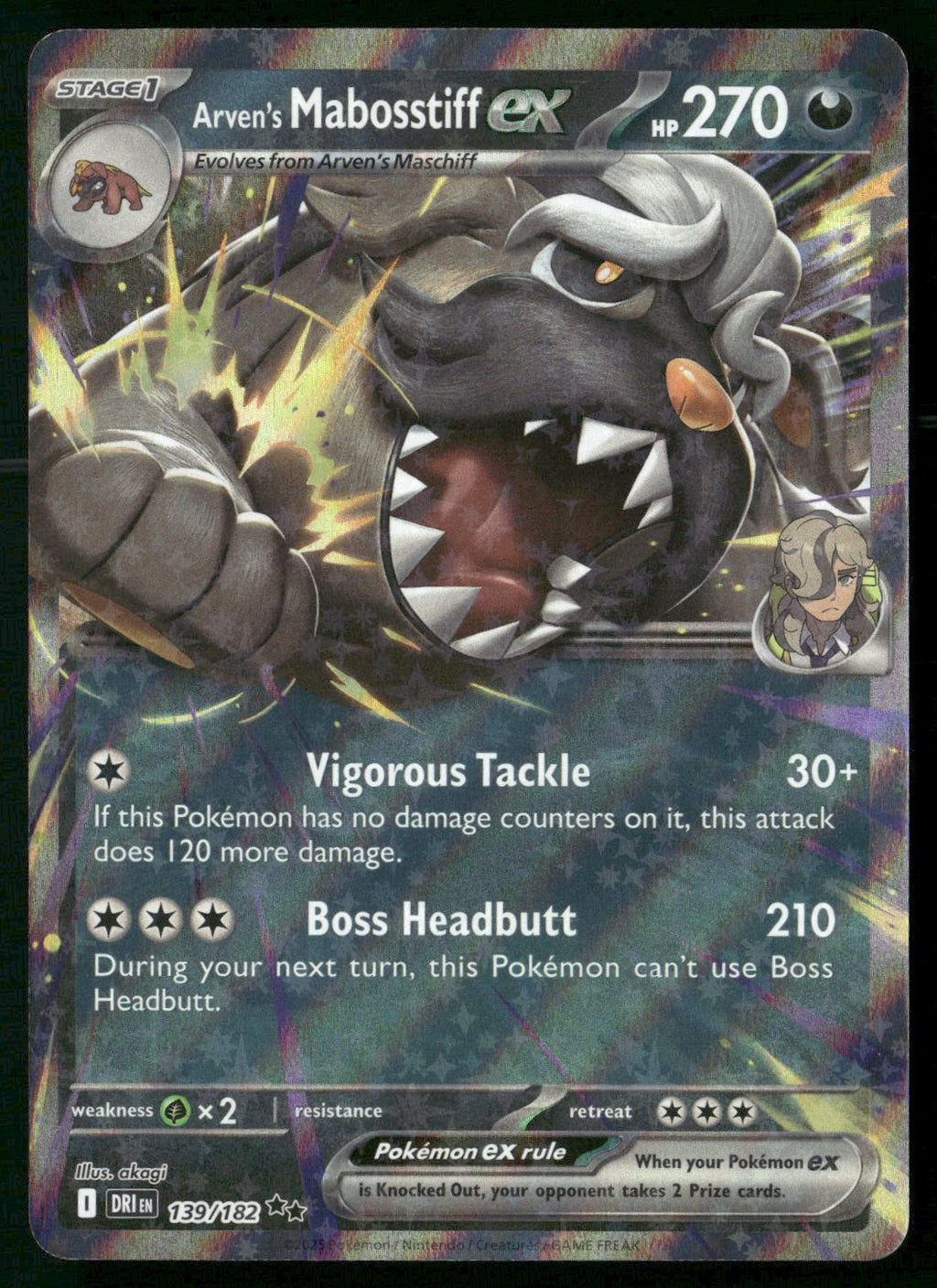 Arven's Mabosstiff ex - 139/182 Double Rare SV10: Destined Rivals 139/182