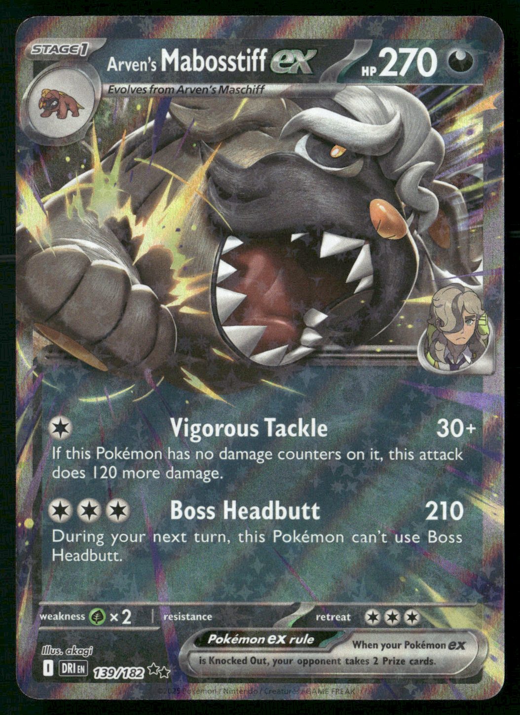 Arven's Mabosstiff ex - 139/182 Double Rare SV10: Destined Rivals 139/182
